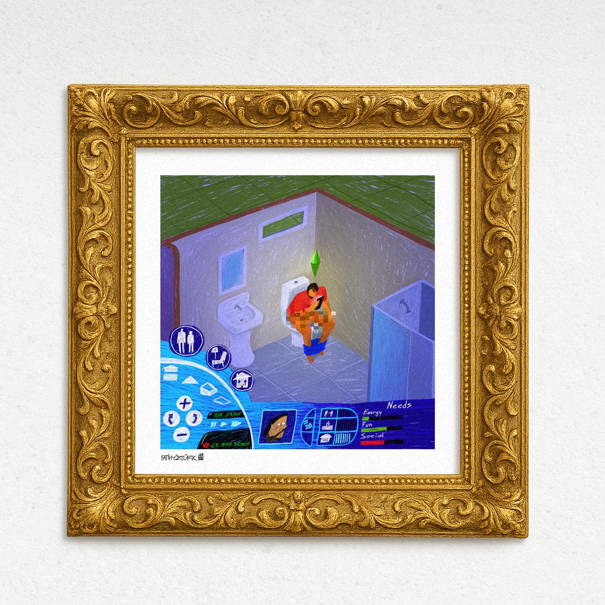 Sims Toilet (Fine Art Print-Poster)