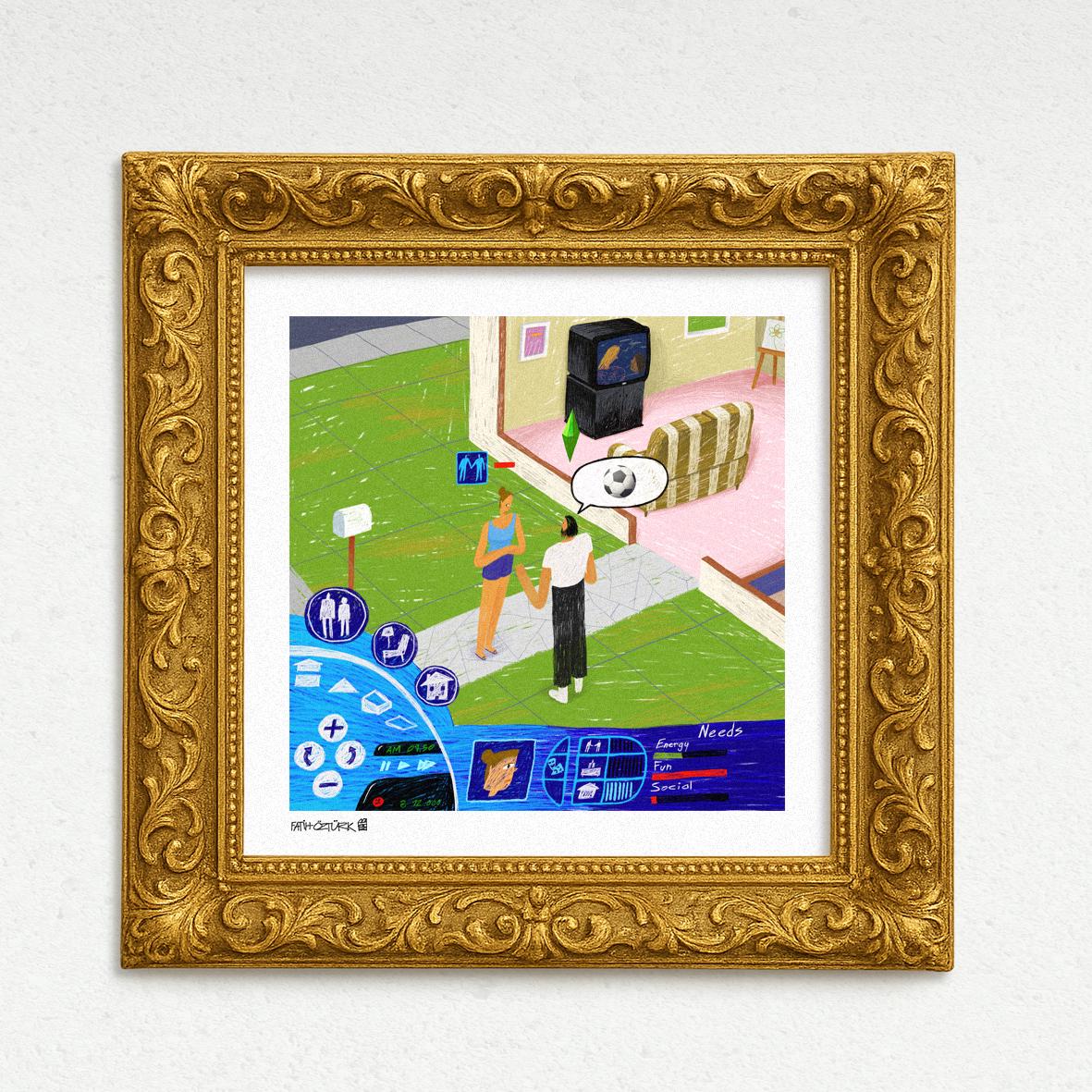 Sims First Date (Fine Art Print-Poster)