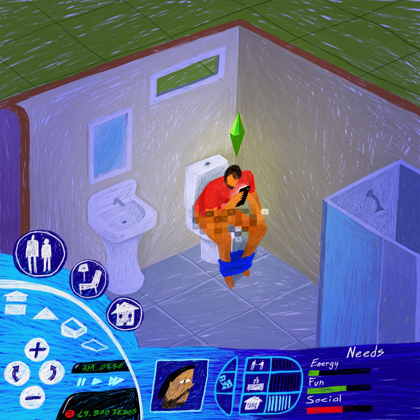 Sims Toilet (Fine Art Print-Poster)